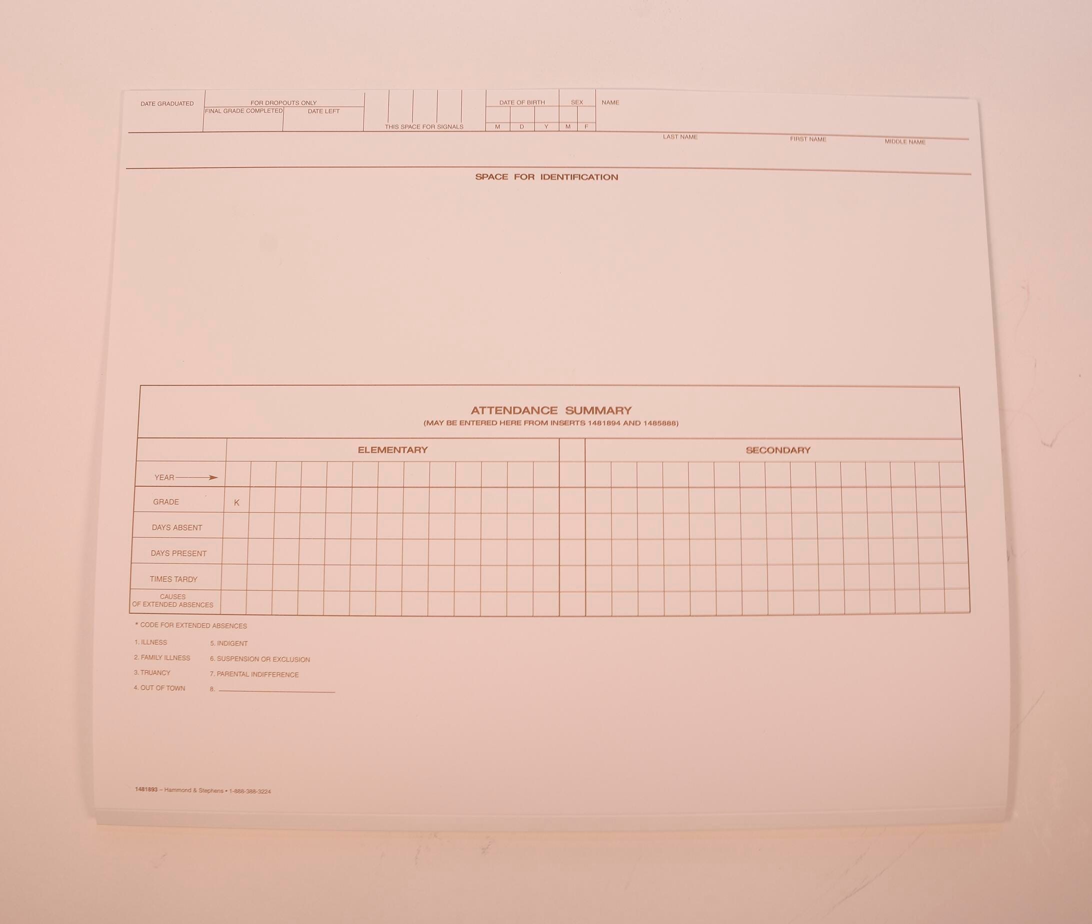 Cumulative Record Folders, Item Number 1481893